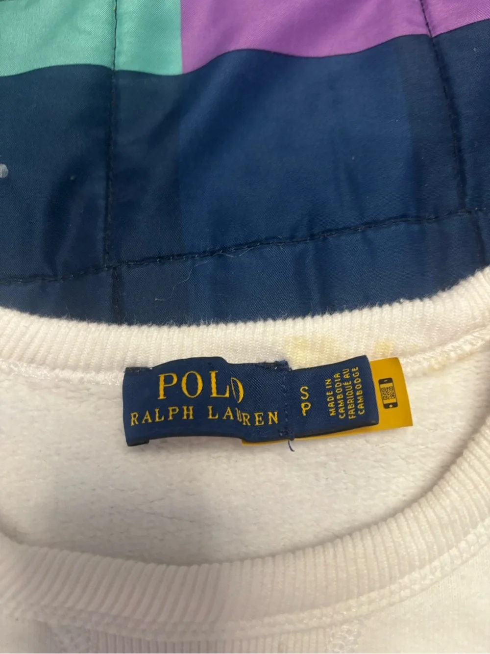 Ralph Lauren White Crewneck Sweatshirt with Navy Pony